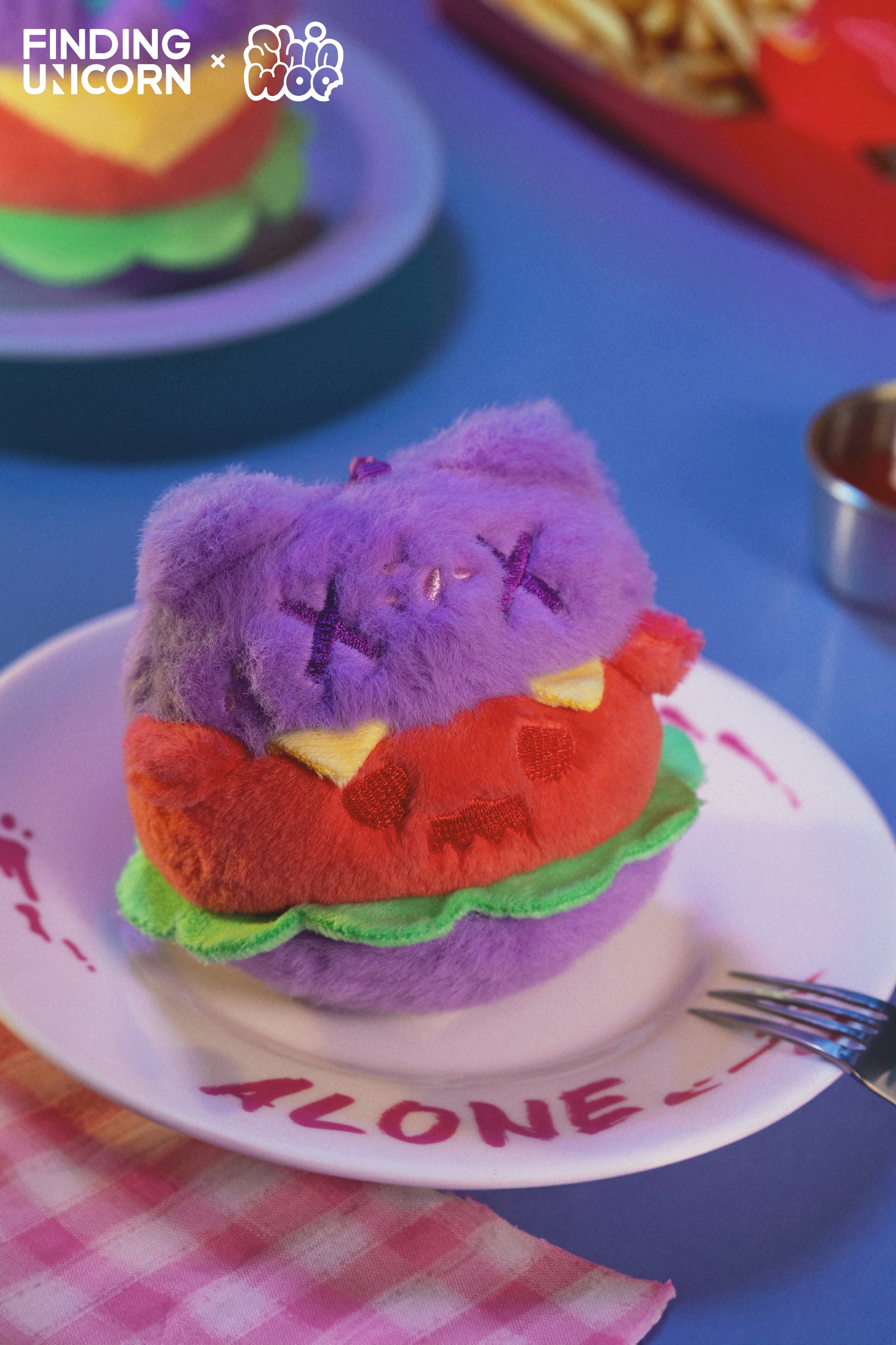 ShinWoo Strange Ghost Diner Plush KeyChain DIY BURGER Scenery Photo