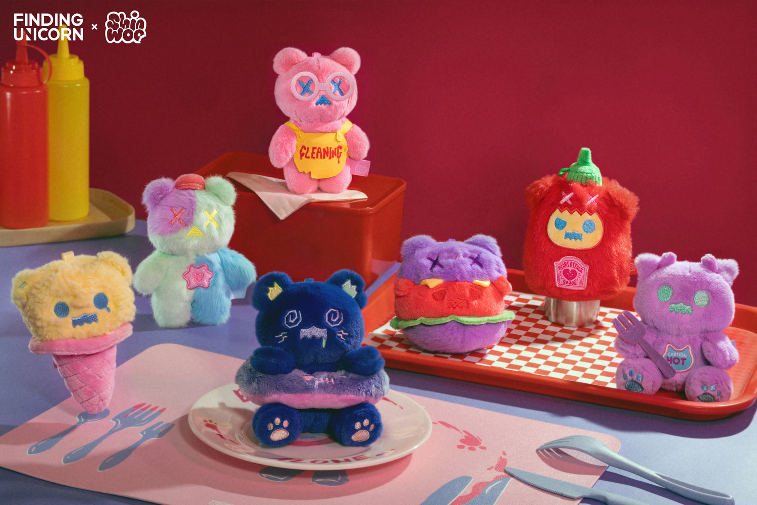 ShinWoo Strange Ghost Diner Plush KeyChain FULL HOUSE GROUP PHOTO 