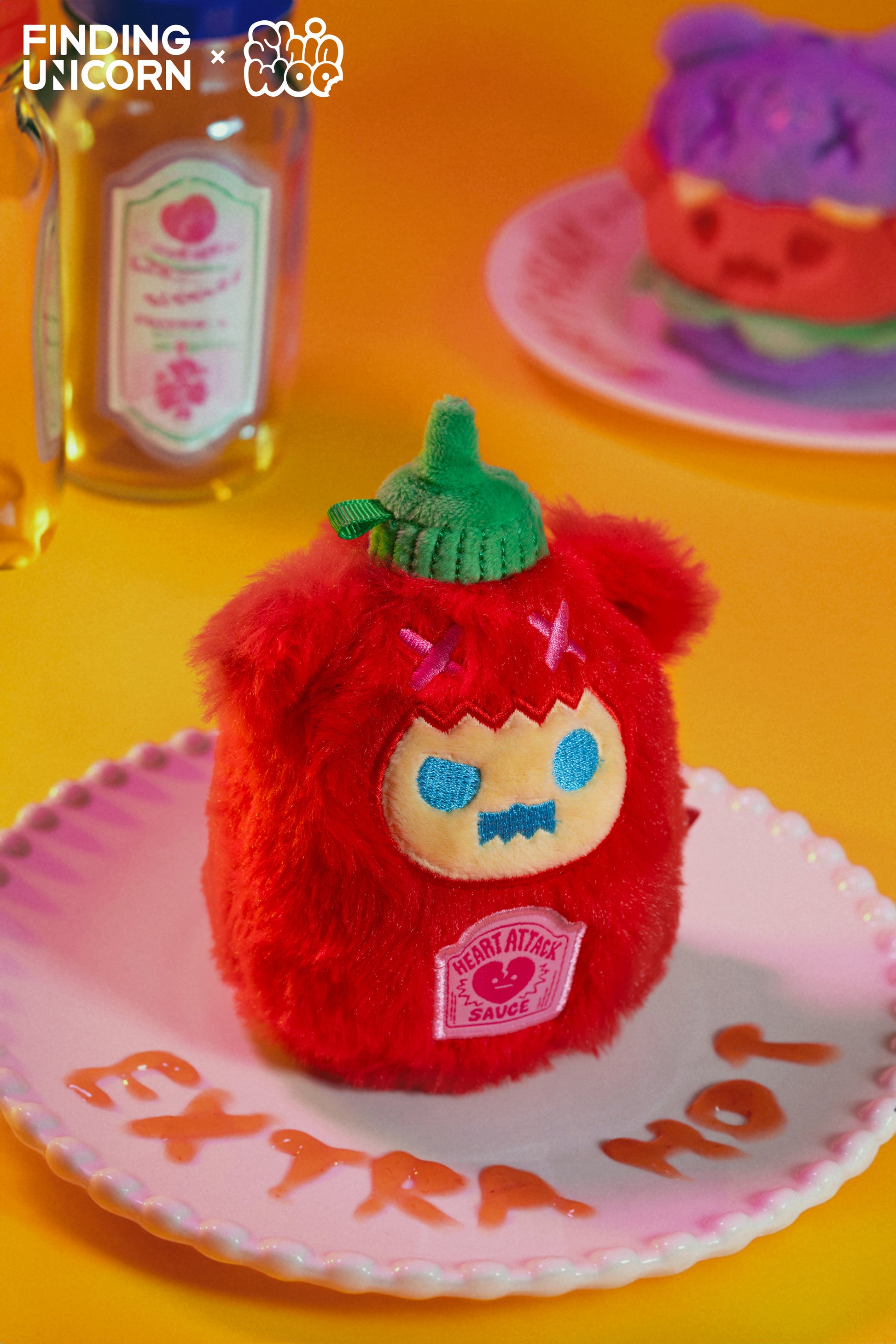 ShinWoo Strange Ghost Diner Plush KeyChain Heart Attack Sauce
