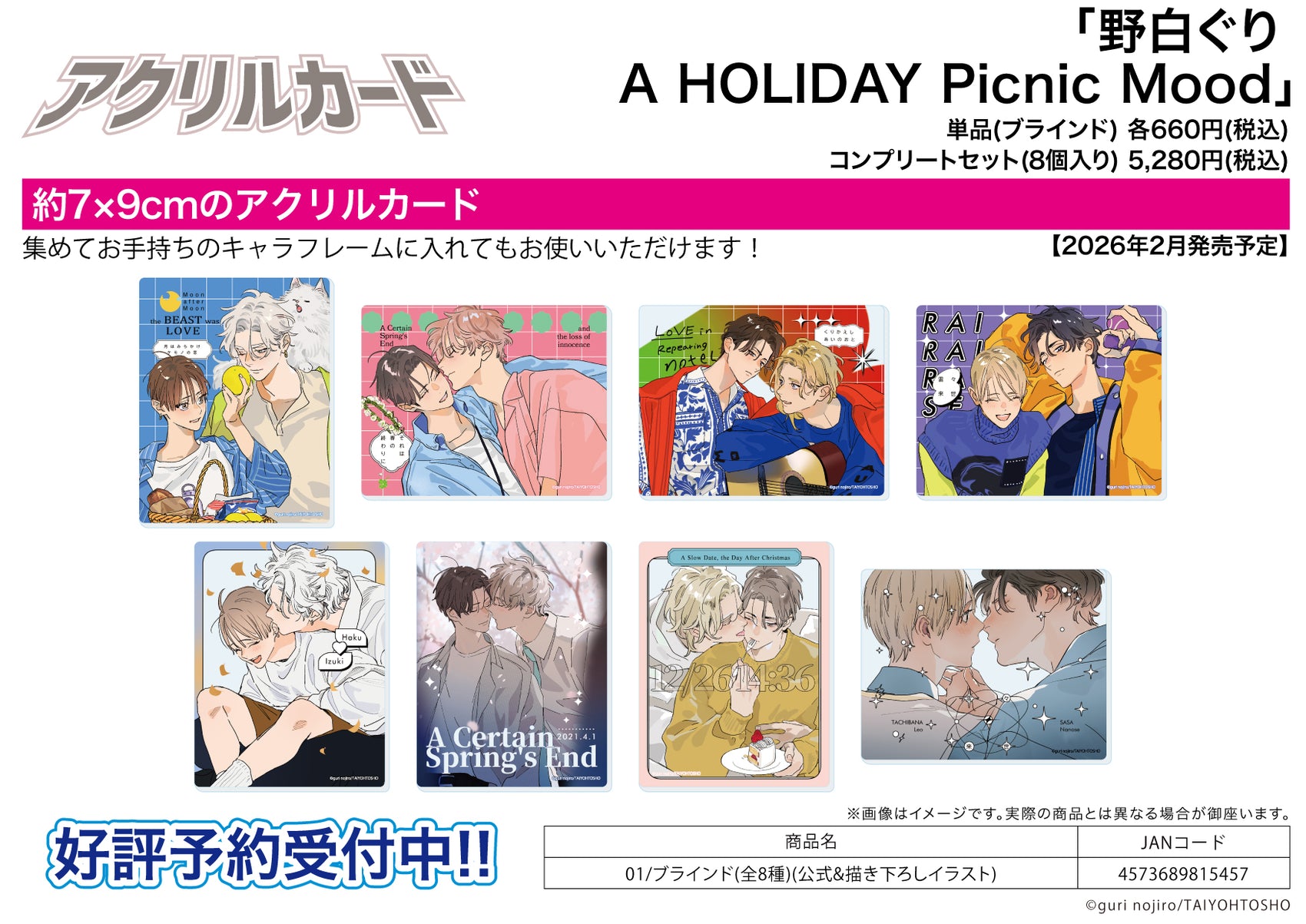 Acrylic Card Guri Nojiro A HOLIDAY Picnic Mood 01 Official & Original Illustration