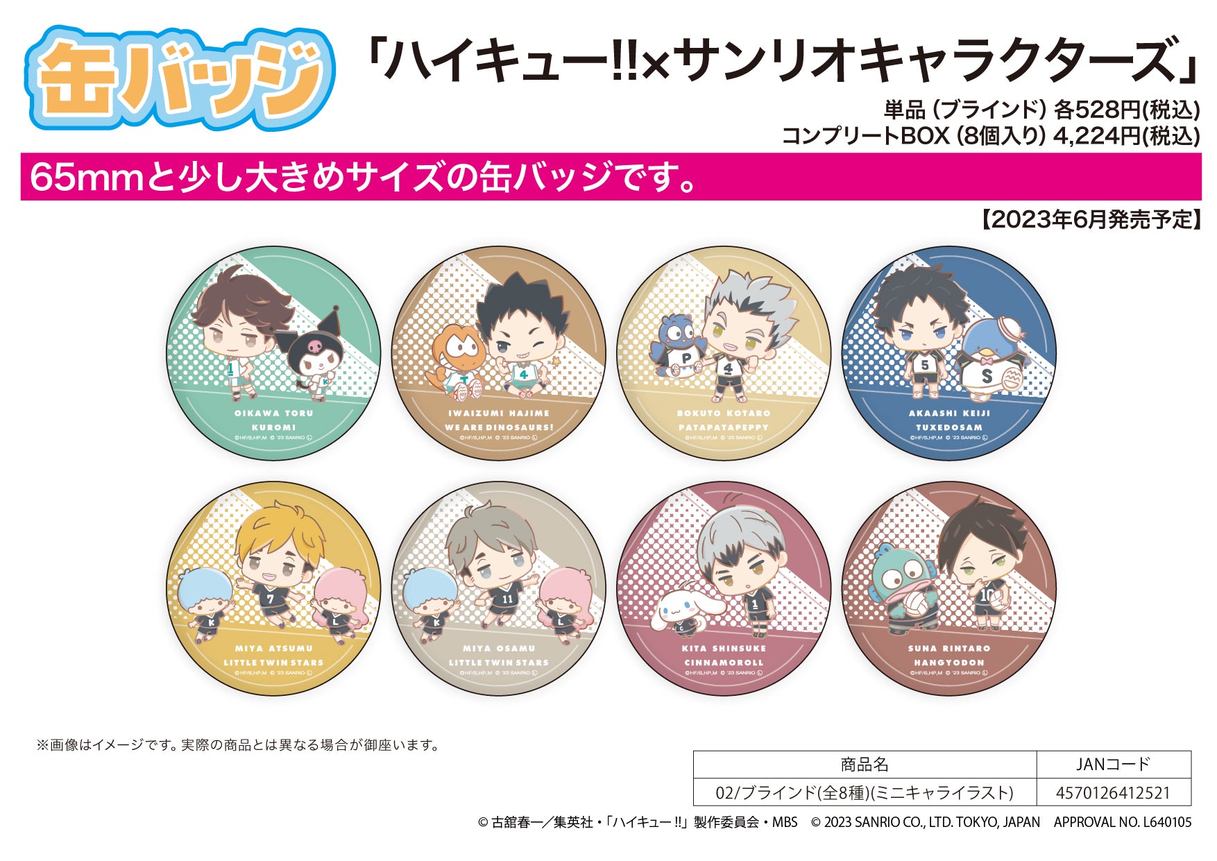Can Badge Haikyu!! x Sanrio Characters 02 Mini Character Illustration