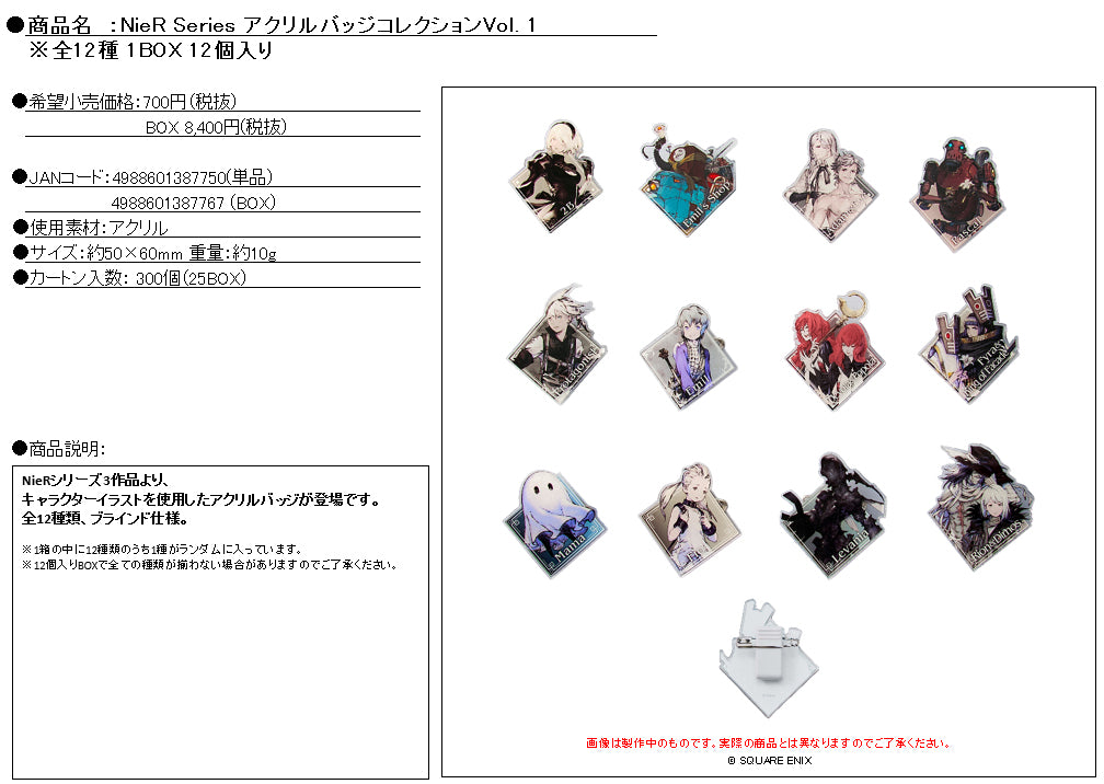 NieR Series Acrylic Badge Collection Vol. 1